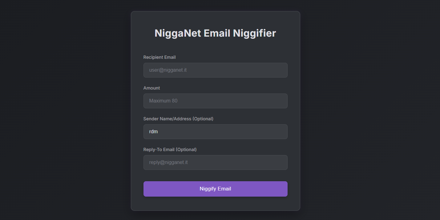 NiggaNet Email Niggifier Key